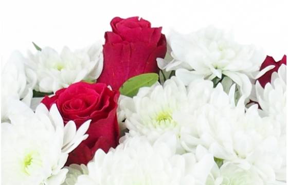 Image zoom Bouquet rond blanc & rouge "Carthagène" | L'Agitateur Floral