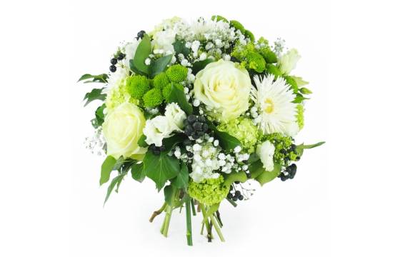 Bouquet rond blanc & vert 