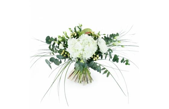 Image Bouquet rond allongé champêtre blanc "Almada" | L'Agitateur Floral