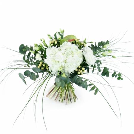 Image Bouquet rond allongé champêtre blanc "Almada" | L'Agitateur Floral