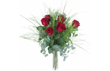 Image du Bouquet champêtre de roses rouges "Athènes" | L'Agitateur Floral