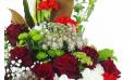 image de la Gerbe de fleurs à la main rouge et blanche "Hermès" | L'Agitateur Floral