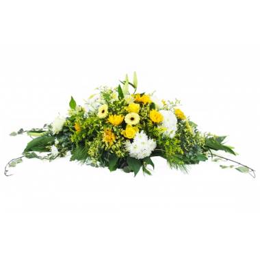 Image de la Raquette de deuil jaune & blanche "Pluton" | L'Agitateur Floral