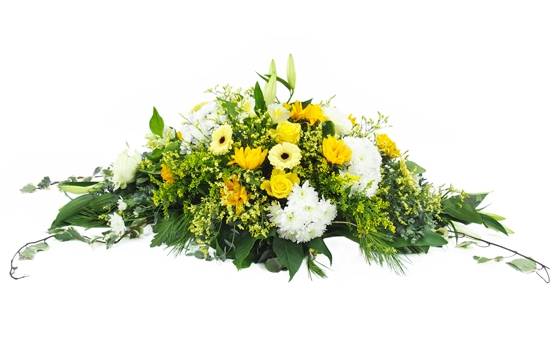 Image de la Raquette de deuil jaune & blanche "Pluton" | L'Agitateur Floral