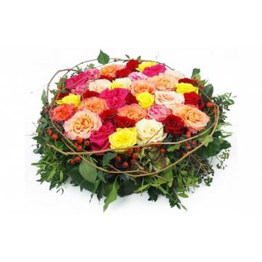 Image du Coussin de deuil de fleurs colorées "Aristote" | L'Agitateur Floral