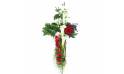 image de la Petite croix de deuil blanche & rouge "Hercule" | L'Agitateur Floral