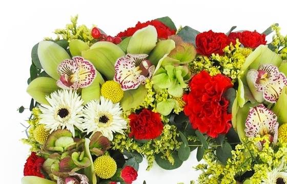 Image du Carré de fleurs piquées rouge & vert "Éole" | L'Agitateur Floral