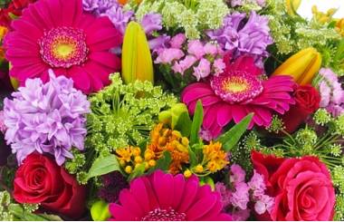 image du Coussin de deuil fuchsias, mauves & orange "Bacchus" |  L'Agitateur Floral