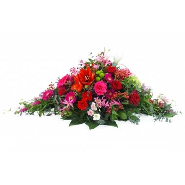 image de la Raquette de deuil rouges, fuchsias & roses "Korinthos" |  L'Agitateur Floral