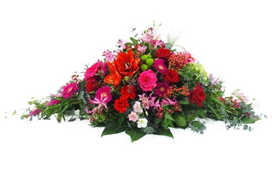 image de la Raquette de deuil rouges, fuchsias & roses "Korinthos" |  L'Agitateur Floral
