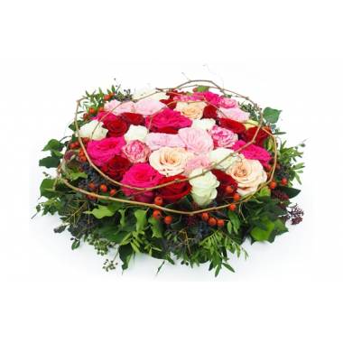Image de fleur Coussin de roses rouges & roses Mycènes