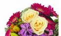 autre zoom du Cœur de fleurs fuchsia, orange & mauve "Périclès" | L'Agitateur Floral