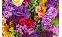 zoom du Cœur de fleurs fuchsia, orange & mauve "Périclès" | L'Agitateur Floral