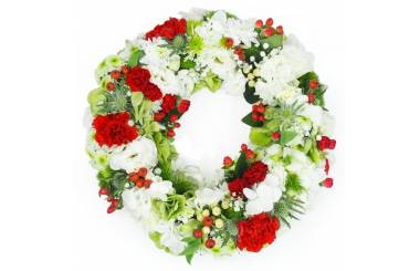 image de la Petite couronne de fleurs rouges & blanches "Amon" | L'Agitateur Floral