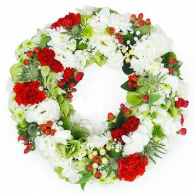 image de la Petite couronne de fleurs rouges & blanches "Amon" | L'Agitateur Floral