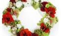 Image zoom de la Couronne de fleurs rouges & blanches "Apollodore" | L'Agitateur Floral