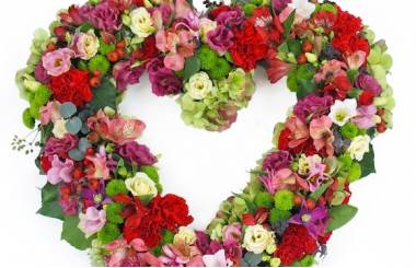Zoom image du Coeur de deuil de fleurs roses & rouges "Laodicée" | L'Agitateur Floral