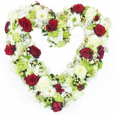 Image du Coeur de fleurs blanches & rouges "Achille" | L'Agitateur Floral