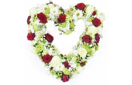 Image du Coeur de fleurs blanches & rouges "Achille" | L'Agitateur Floral