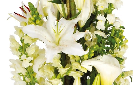 Composition de lys et roses blanches | livraison de fleurs 7j/7 en 4h -  L'agitateur floral