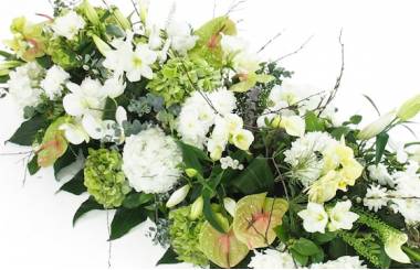 Zoom image du Dessus de cercueil blanches & vertes "Ulysse" | L'Agitateur Floral