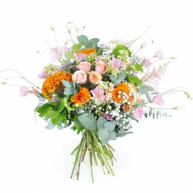 Image principale : Bouquet champêtre rose & orange "Dublin"| L'Agitateur Floral