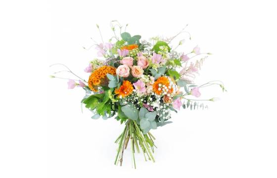 Image principale : Bouquet champêtre rose & orange "Dublin"| L'Agitateur Floral