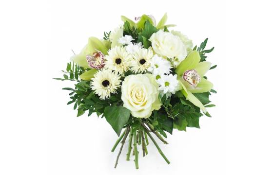 Image principale : Bouquet rond blanc & vert "Munich"| L'Agitateur Floral