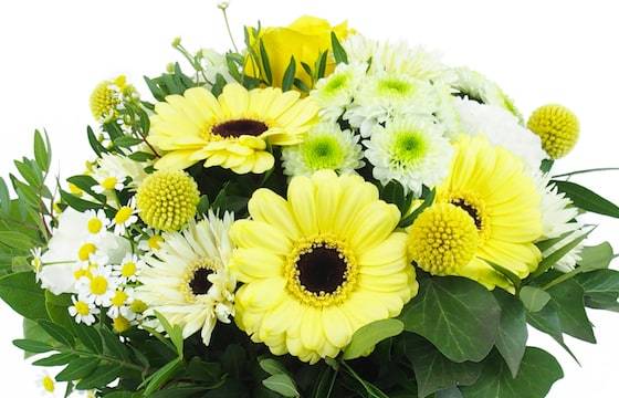 Zoom image principale : Bouquet rond jaune & blanc "Prague"| L'Agitateur Floral