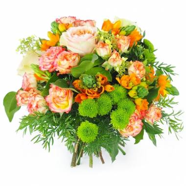Image principale du : Bouquet rond de fleur orangé "Cologne" | L'Agitateur Floral