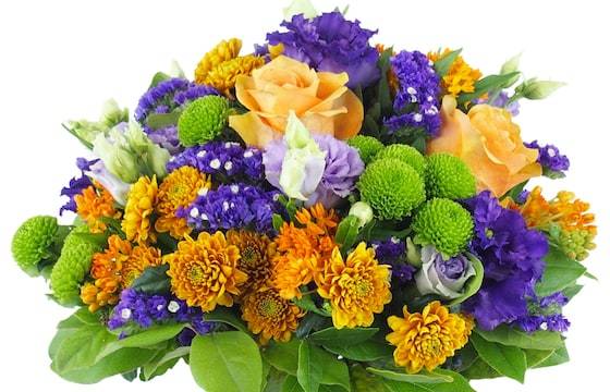 Zoom image principale : Bouquet rond orange & violet "Marseille"| L'Agitateur Floral