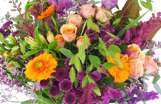 Zoom image principale : Bouquet long orange & violet "Valence"| L'Agitateur Floral