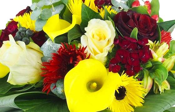 Zoom image principale : Bouquet rond jaune & rouge "Madrid"| L'Agitateur Floral