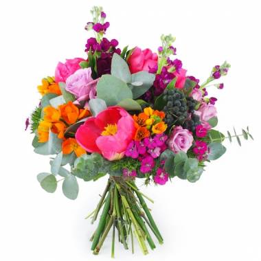 Image principale : Bouquet rond fuchsia & orange "Florence"| L'Agitateur Floral