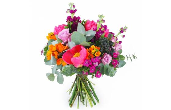 Image principale : Bouquet rond fuchsia & orange "Florence"| L'Agitateur Floral