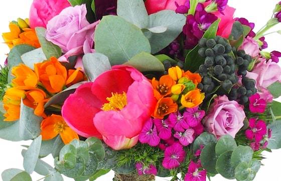 Zoom image principale : Bouquet rond fuchsia & orange "Florence"| L'Agitateur Floral