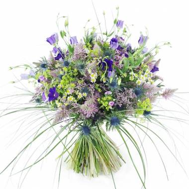 Image principale : Bouquet champêtre mauve & bleu "Vigo"| L'Agitateur Floral