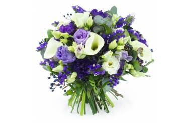 Image principale : Bouquet rond blanc & violet "Ostrava"| L'Agitateur Floral