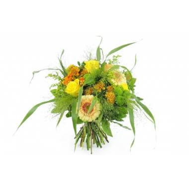 Image de fleur Bouquet rond champêtre jaune & orange Gênes