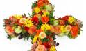 Zoom image de la Grande croix de fleurs rouges, oranges & jaune "Céléos" |  L'Agitateur Floral