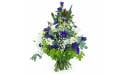 image de la Gerbe de fleurs à la main blanche et bleu "Poséidon" | L'Agitateur Floral