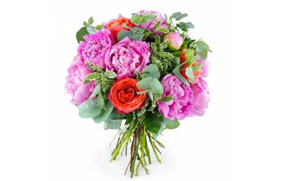 Image principale du bouquet de rose & pivoine "Orange Pivoines" | L'Agitateur Floral