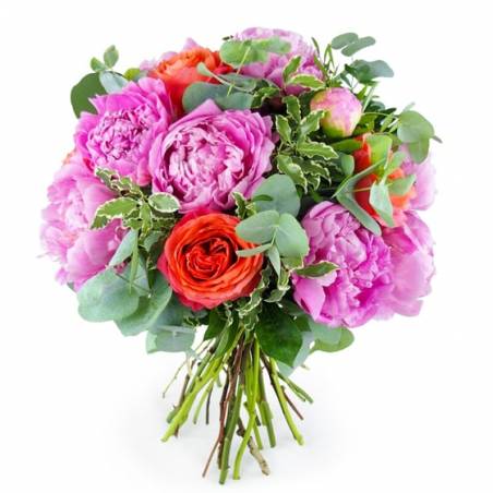 Image principale du bouquet de rose & pivoine "Orange Pivoines" | L'Agitateur Floral