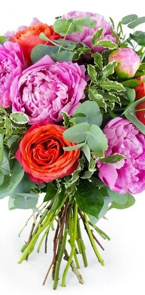 Image milieu du bouquet de rose & pivoine "Orange Pivoines" | L'Agitateur Floral