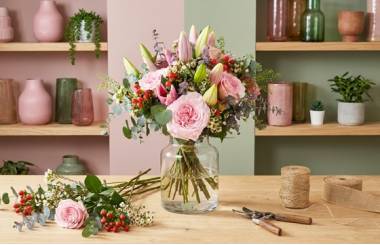 Mise en situation du bouquet de fleurs "Porto" | L'Agitateur Floral