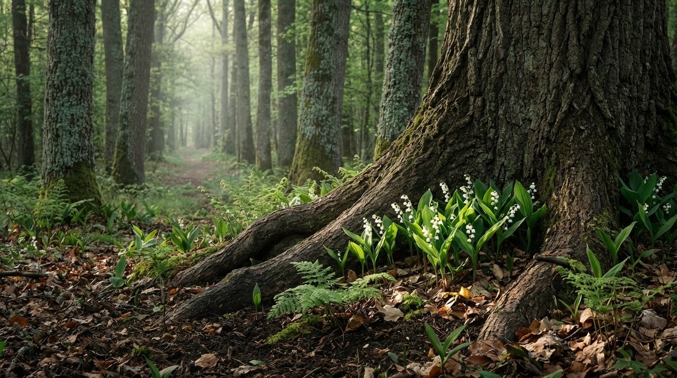 Muguet sauvage forêt Île-de-France sous-bois ombragé