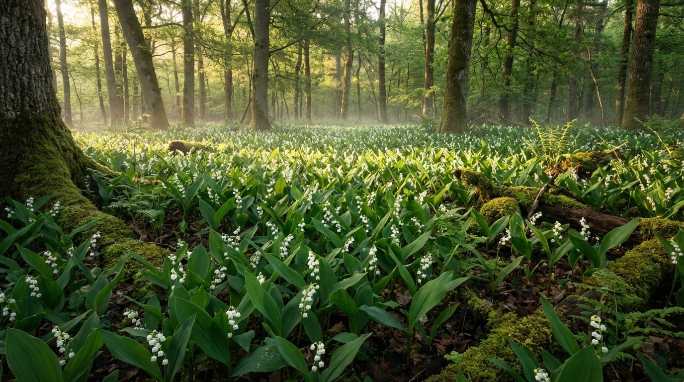 Muguet sauvage sous-bois France région forêt printemps