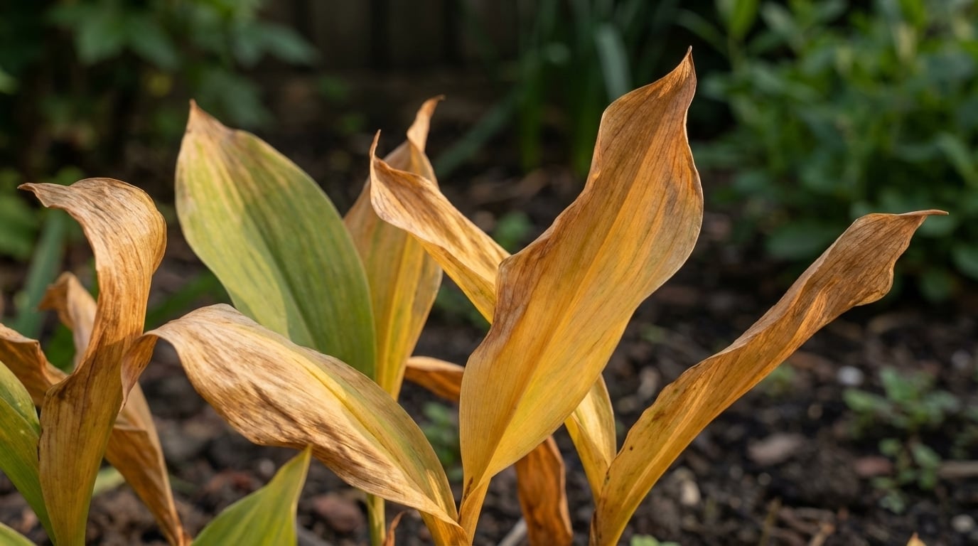 Feuilles de muguet jaunissantes signe de coupe idéale