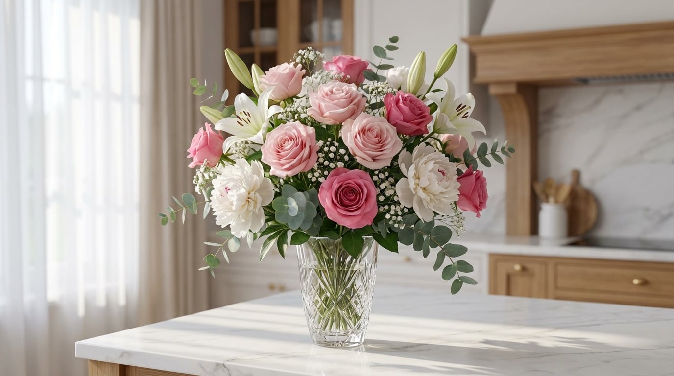 Fleurs emblématiques fête des mères roses pivoines