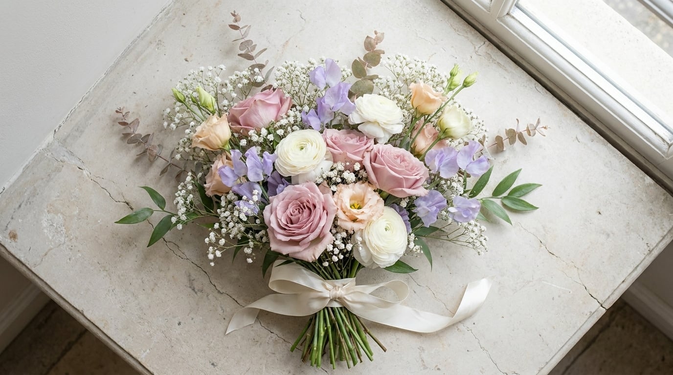 Palette couleurs bouquet fête des mères tons pastels